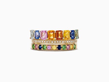 Watercolors 14K Yellow Gold Multi Sapphire and Diamond Ring, 2.76 TCW Online now