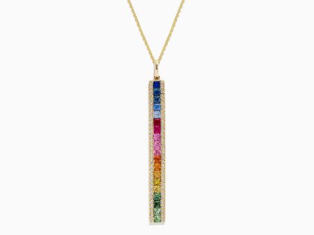 Watercolors 14K Gold Sapphire and Diamond Vertical Pendant, 2.06 TCW Sale