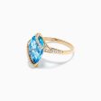 Ocean Bleu 14K Yellow Gold Blue Topaz and Diamond Ring, 6.28 TCW Online now