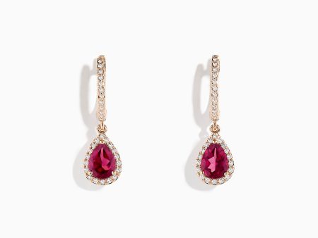 14K Rose Gold Rhodolite Garnet and Diamond Earrings, 1.75 TCW Sale