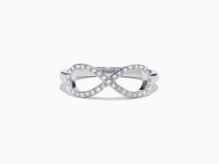 14K White Gold Diamond Infinity Pinky Ring, 0.13 TCW Hot on Sale