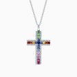 Watercolors 14K Gold Multi Sapphire & Diamond Cross Pendant, 2.63 TCW For Cheap