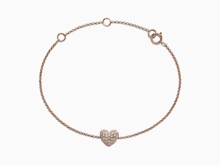 Kidz 14K Rose Gold Diamond Heart Bracelet, 0.14 TCW Hot on Sale