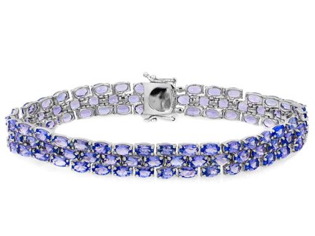 Sterling Silver 3-Row Tanzanite Bracelet, 22.0 TCW Online Sale