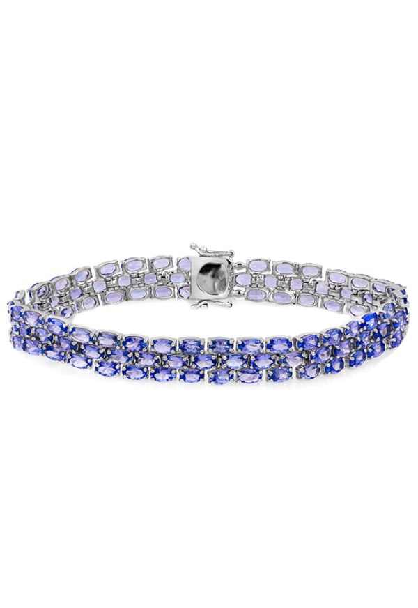 Sterling Silver 3-Row Tanzanite Bracelet, 22.0 TCW Online Sale