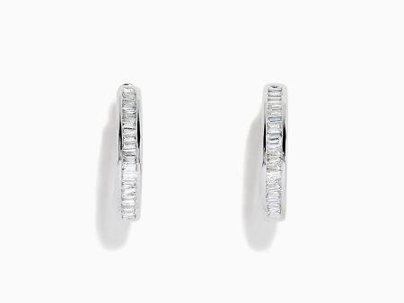 14K White Gold 7 8  Diamond Hoop Earrings 0.49 TCW Cheap