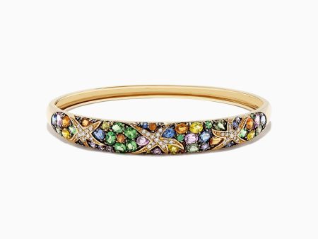 Watercolors 14K Yellow Gold Multi Sapphire & Diamond Bangle, 7.89 TCW Online Sale