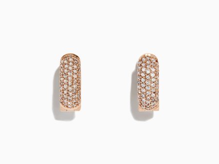 14K Rose Gold Diamond Huggie Hoop Earrings,0.53 TCW Sale