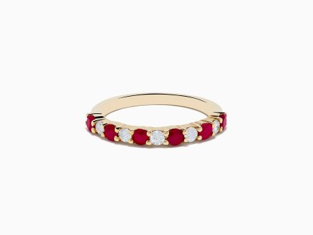 14K Yellow Gold Ruby and Diamond Band 0.88 TCW Online now