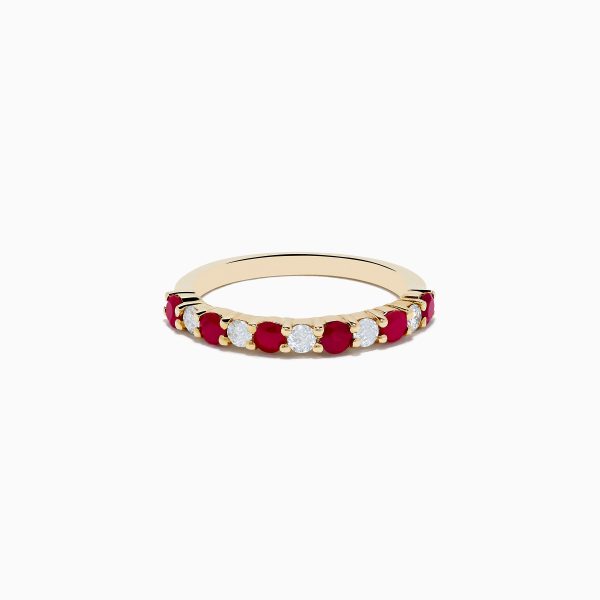 14K Yellow Gold Ruby and Diamond Band 0.88 TCW Online now