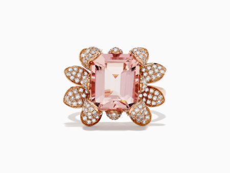 14K Rose Gold Morganite and Diamond Ring, 6.69 TCW Online