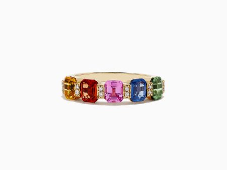 Watercolors 14K Yellow Gold Multi Sapphire and Diamond Ring, 2.50 TCW Sale