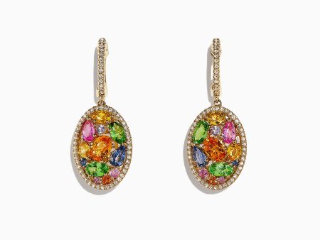 Watercolors 14K Gold Multi Sapphire & Diamond Earrings, 5.11 TCW Discount