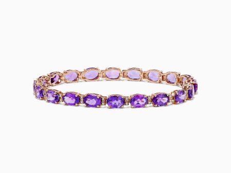 14K Rose Gold Amethyst and Diamond Bracelet For Discount