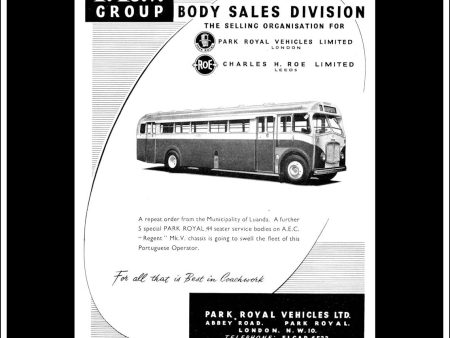 Park Royal Vehicles Ltd. Single-Deck Bus. Original Vintage Advert From November, 1959. Hot on Sale