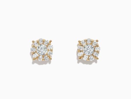 Bouquet 14K Yellow Gold Diamond Cluster Earrings, 0.93 TCW Discount