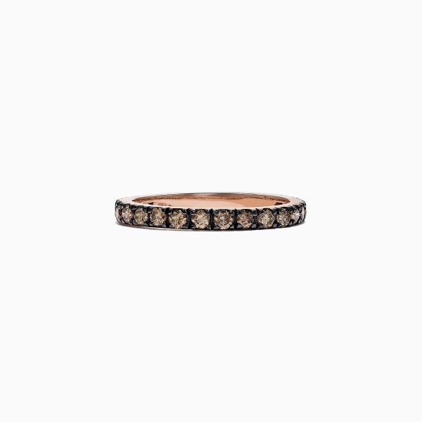 14K Rose Gold Brown Diamond Stacking Ring, 0.65 TCW Online now