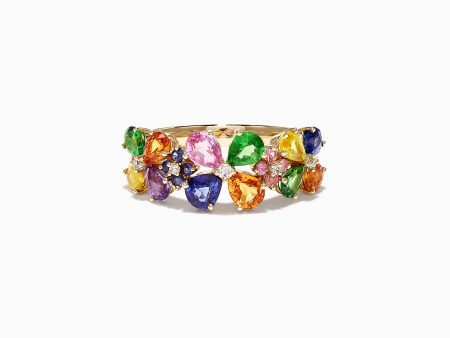 Watercolors 14K Yellow Gold Multi Sapphire & Diamond Ring, 2.43 TCW Online Hot Sale