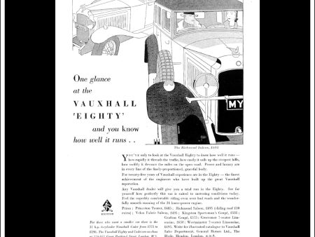 Vauxhall  Eighty  Richmond Saloon. Original Vintage Advert From April 15th, 1931. on Sale