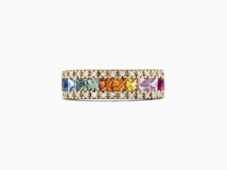 Watercolors 14K Yellow Gold Multi Sapphire & Diamond Ring 1.46 TCW Online Sale