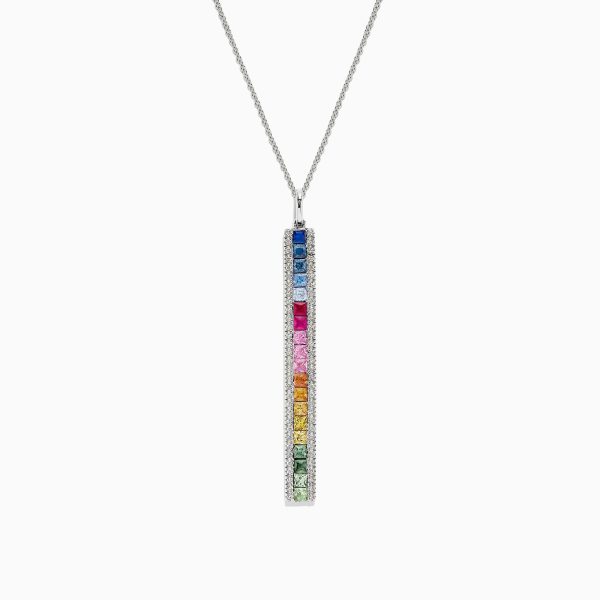 Watercolors 14K Gold Sapphire & Diamond Vertical Pendant, 2.06 TCW Hot on Sale