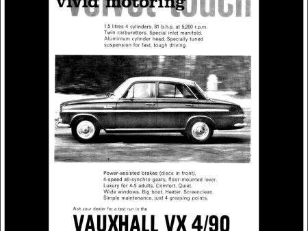 Vauxhall VX 4 90. Original Vintage Advert From June 1962. Online Hot Sale