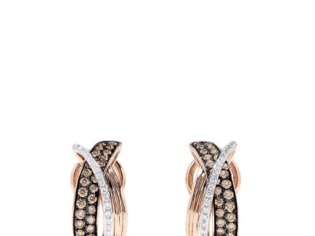 14K Rose Gold Espresso and White Diamond Earrings, 0.73 TCW Discount