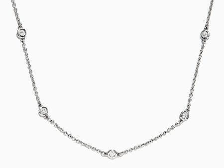 14K White Gold 18  Diamond Necklace, .69 TCW For Sale