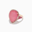 14K Gold Mother of Pearl, Pink Quartz, Sapphire, Ruby and Diamond Ring Fashion