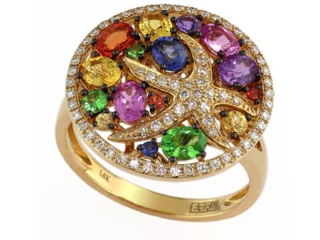 Watercolors 14K Yellow Gold Multi Sapphire & Diamond Ring, 2.44 TCW Cheap