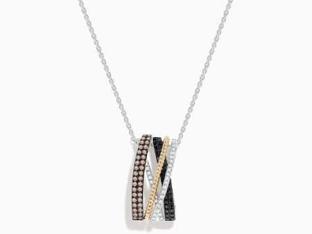 14K Trio-Color Gold Brown, Black and White Diamond Pendant 0.61 TCW Online now