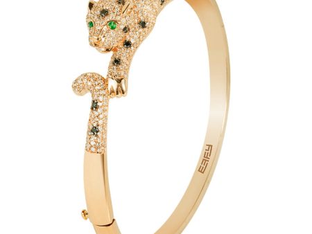 Signature 14K Yellow Gold Diamond and Emerald Bangle, 3.46 TCW Online now