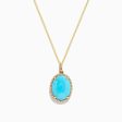 14K Yellow Gold Turquoise and Diamond Pendant Sale