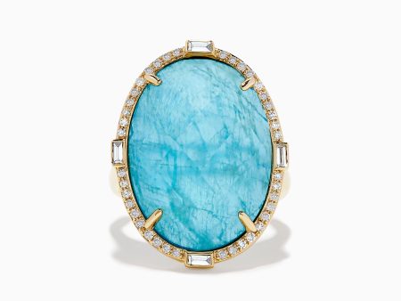 14K Yellow Gold Apatite and Diamond Ring Online