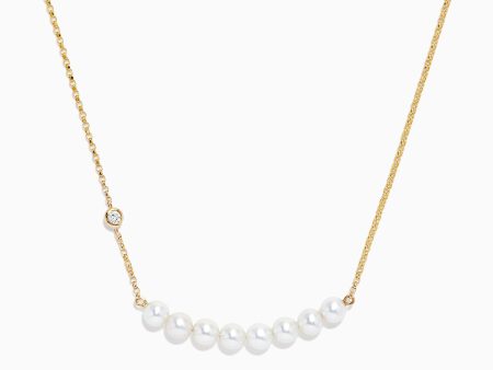 14K Gold Cultured Fresh Water Pearl and Diamond Necklace, 0.04 TCW Online Hot Sale