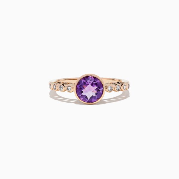 14K Rose Gold Amethyst and Diamond Ring, 1.31 TCW Online Hot Sale