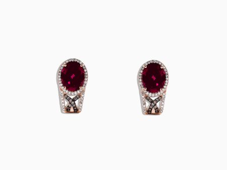 14K Rose Gold Rhodolite Garnet and Diamond Earrings, 4.92 TCW Fashion