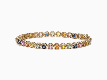 Watercolors 14K Yellow Gold Multi-Sapphire Tennis Bracelet, 8.05 TCW Supply