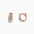 14K Rose Gold Diamond Huggie Hoop Earrings,0.53 TCW Sale