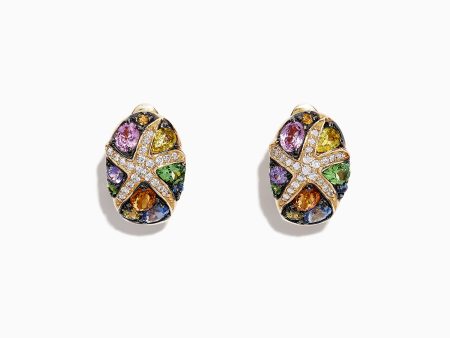 Watercolors 14K Yellow Gold Sapphire & Diamond Earrings, 3.01 TCW For Sale