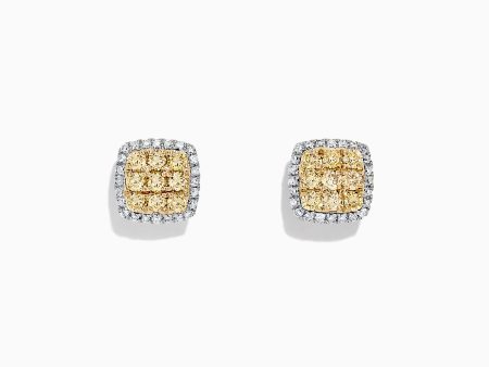 14K 2-Tone Gold Yellow and White Diamond Earrings, 0.50 TCW on Sale