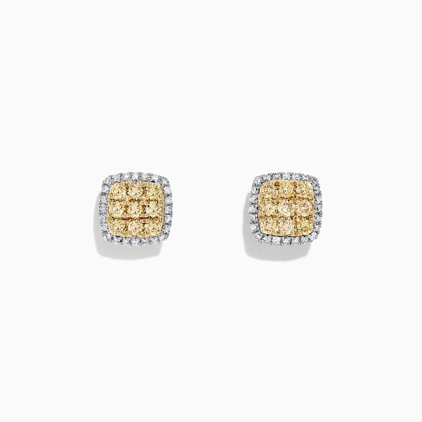 14K 2-Tone Gold Yellow and White Diamond Earrings, 0.50 TCW on Sale