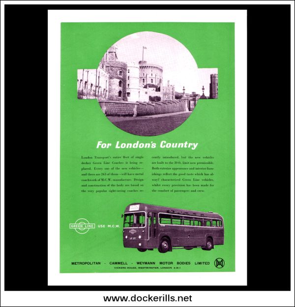 Metropolitan Cammell Weyman Single-Deck Bus. Original Vintage Advert From January, 1952. Green Line. For Cheap