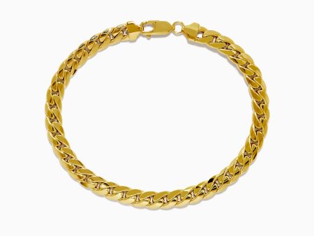 14K Yellow Gold 9  Cuban Chain Link Bracelet For Cheap