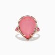 14K Gold Mother of Pearl, Pink Quartz, Sapphire, Ruby and Diamond Ring Fashion