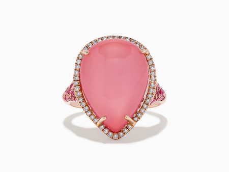 14K Gold Mother of Pearl, Pink Quartz, Sapphire, Ruby and Diamond Ring Fashion