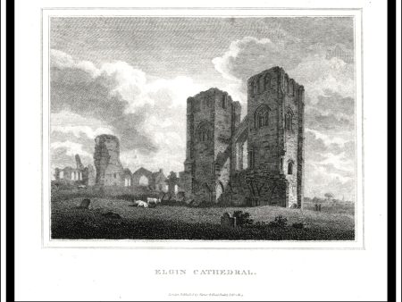 Elgin Cathedral, Moray, Scotland. Antique Print, Copper Plate Engraving 1805. [A] Online Sale