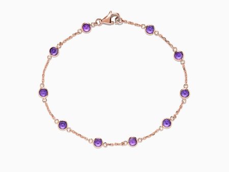 14K Rose Gold Amethyst Station Bracelet, 2.45 TCW Supply