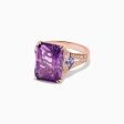 14K Rose Gold Amethyst, Tanzanite and Diamond Cocktail Ring, 7.60 TCW Sale