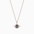 14K Rose Gold Blue, White and Black Diamond Evil Eye Pendant, 0.34 TCW Online